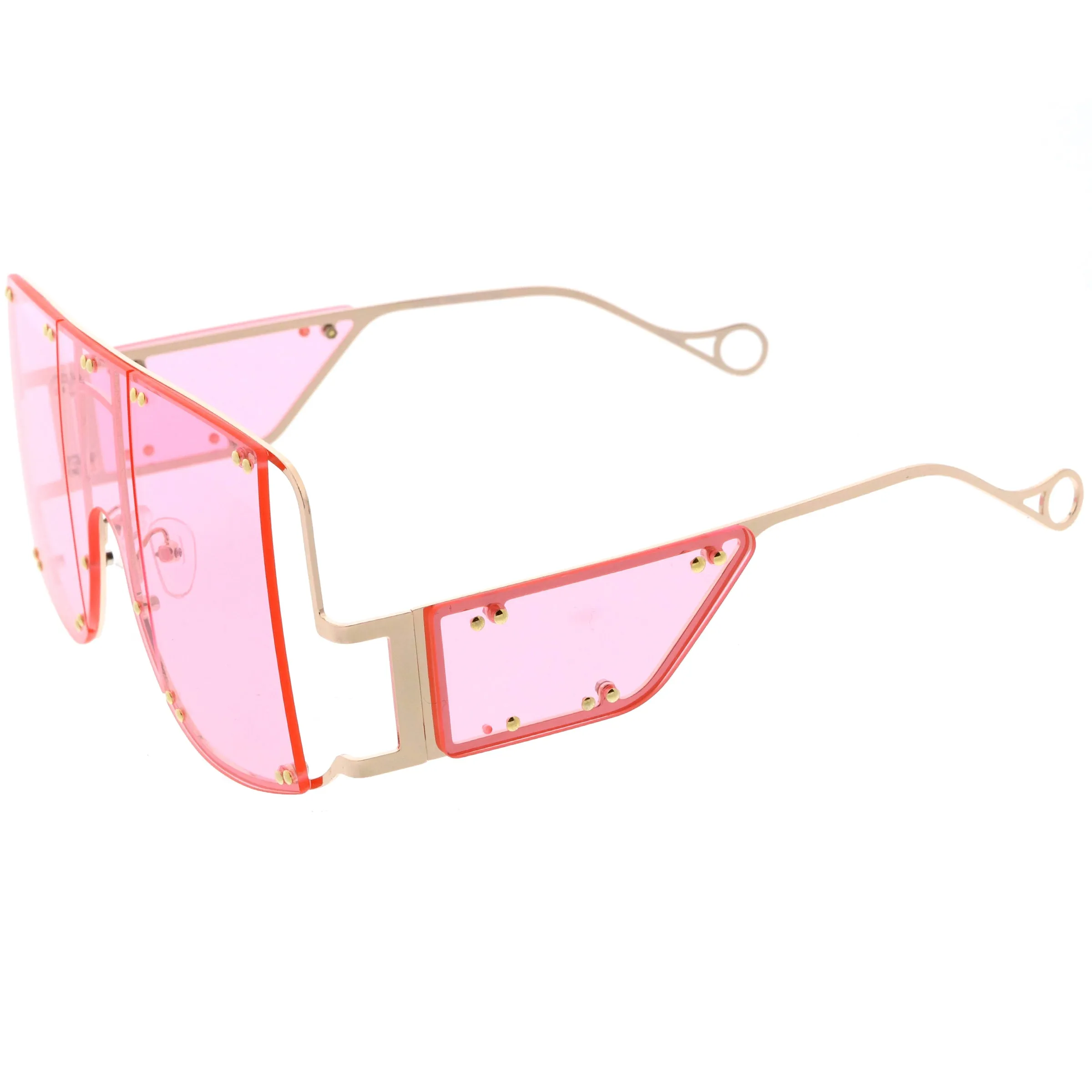 Premium High Fashion Rimless 5-Panel Color Lens Shield Sunglasses D095