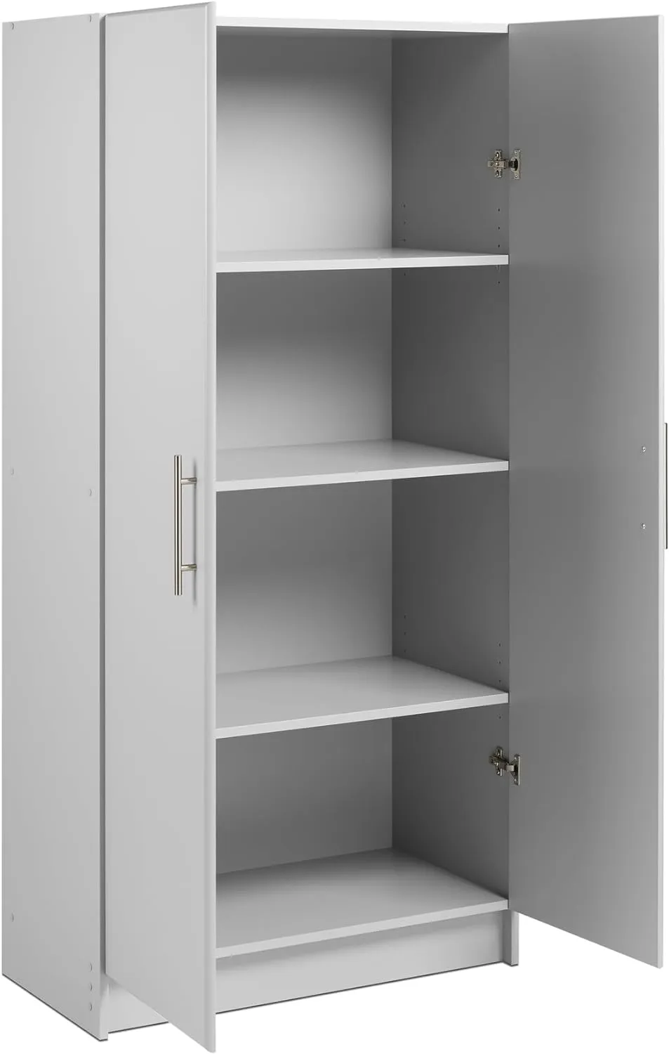 Prepac Elite Tall Garage Storage Cabinet & Pantry Storage Cupboard, 2-Door Freestanding Bathroom or Pantry Cabinet with Adjustable Shelves, 16" D x 32" W x 65" H, Light Gray