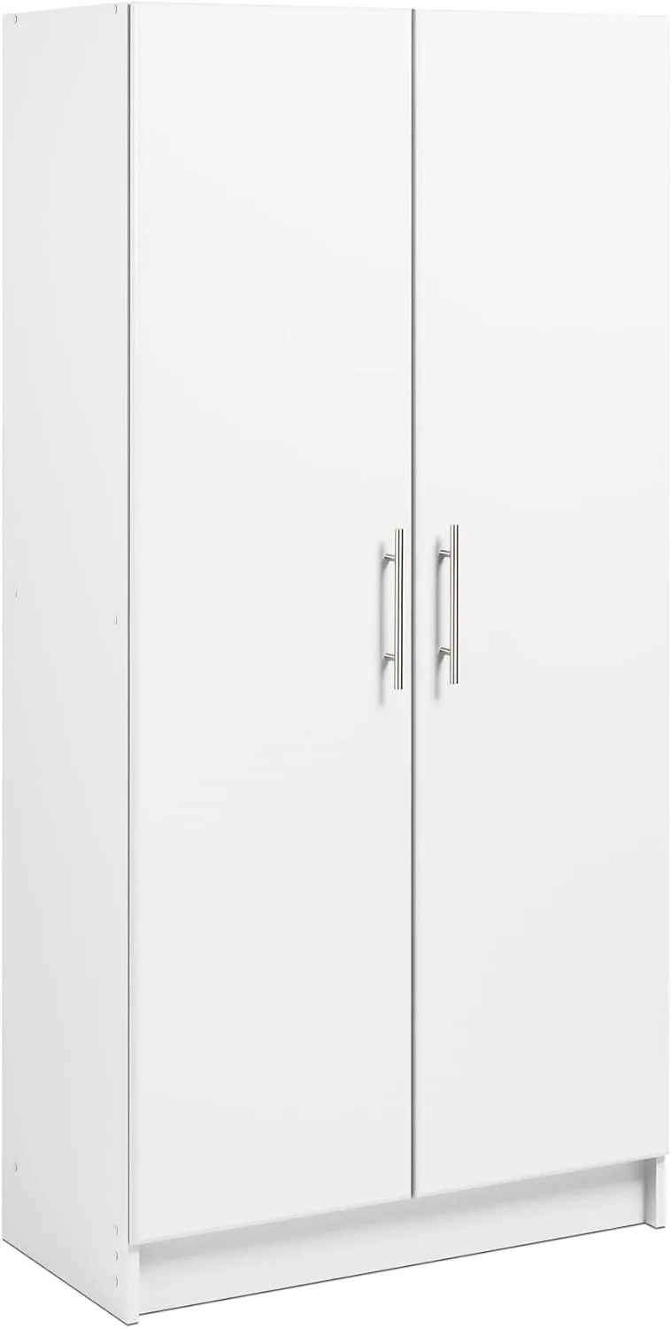 Prepac Elite Tall Garage Storage Cabinet & Pantry Storage Cupboard, 2-Door Freestanding Bathroom or Pantry Cabinet with Adjustable Shelves, 16" D x 32" W x 65" H, White