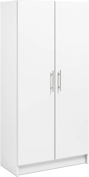 Prepac Elite Tall Garage Storage Cabinet & Pantry Storage Cupboard, 2-Door Freestanding Bathroom or Pantry Cabinet with Adjustable Shelves, 16" D x 32" W x 65" H, White