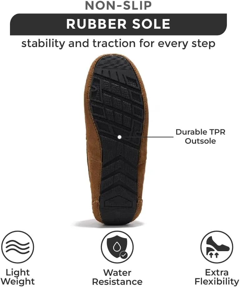 Project Cloud Genuine Suede Mens Slippers - Memory Foam Insole Moccassins Loafers for Men Shoes Indoor and Outdoor Use - Lightweight Non-Slip House Shoes (Oswin)