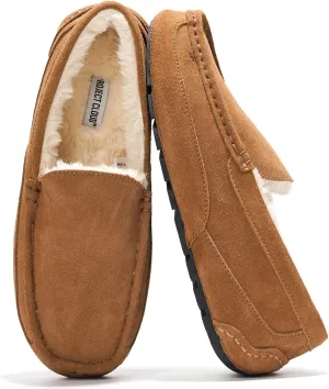 Project Cloud Genuine Suede Mens Slippers - Memory Foam Insole Moccassins Loafers for Men Shoes Indoor and Outdoor Use - Lightweight Non-Slip House Shoes (Oswin)