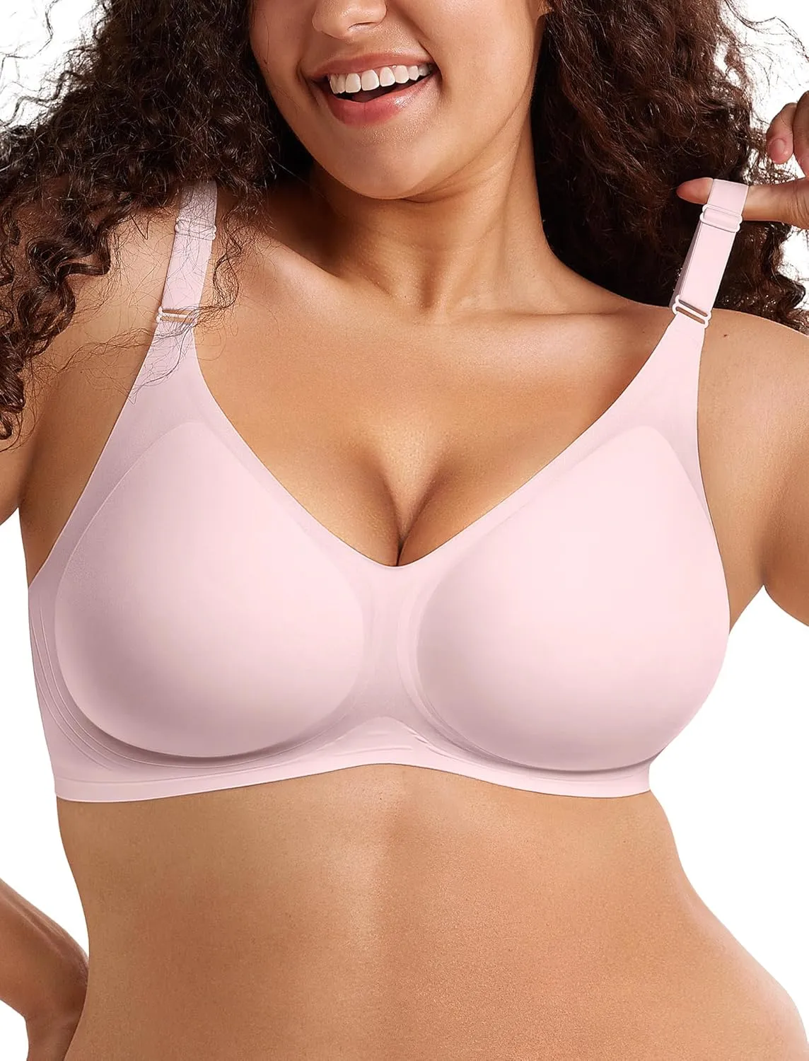 Push Up Seamless Bras for Women No Underwire Support and Lift V Neck Wireless Full Coverage Bralettes Everyday Bras