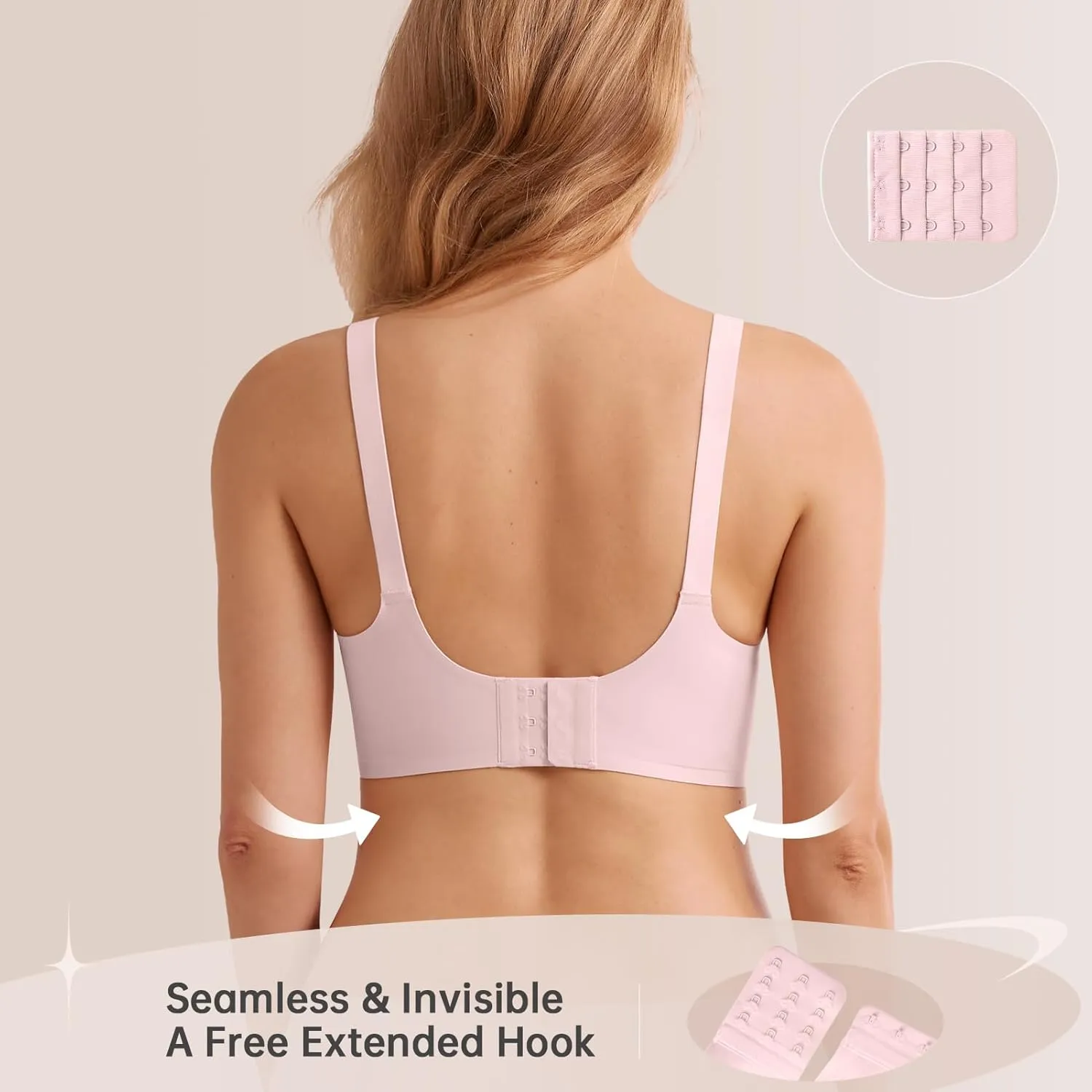 Push Up Seamless Bras for Women No Underwire Support and Lift V Neck Wireless Full Coverage Bralettes Everyday Bras