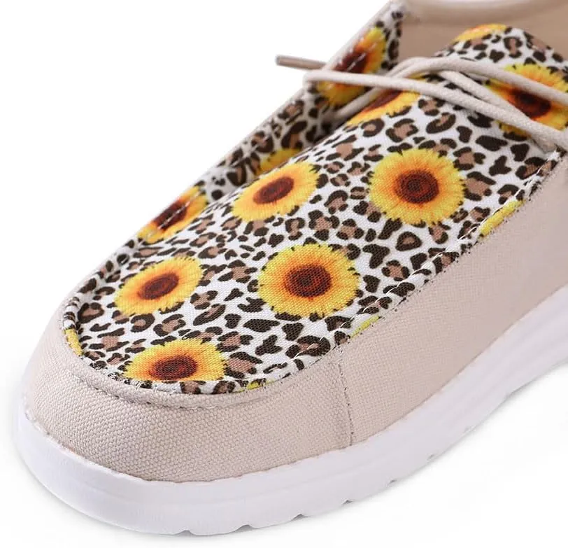 RACHAPE Cow Print Shoes Canvas Sneakers for Women Slip-Ons Flats Ladies Loafers