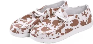 RACHAPE Cow Print Shoes Canvas Sneakers for Women Slip-Ons Flats Ladies Loafers