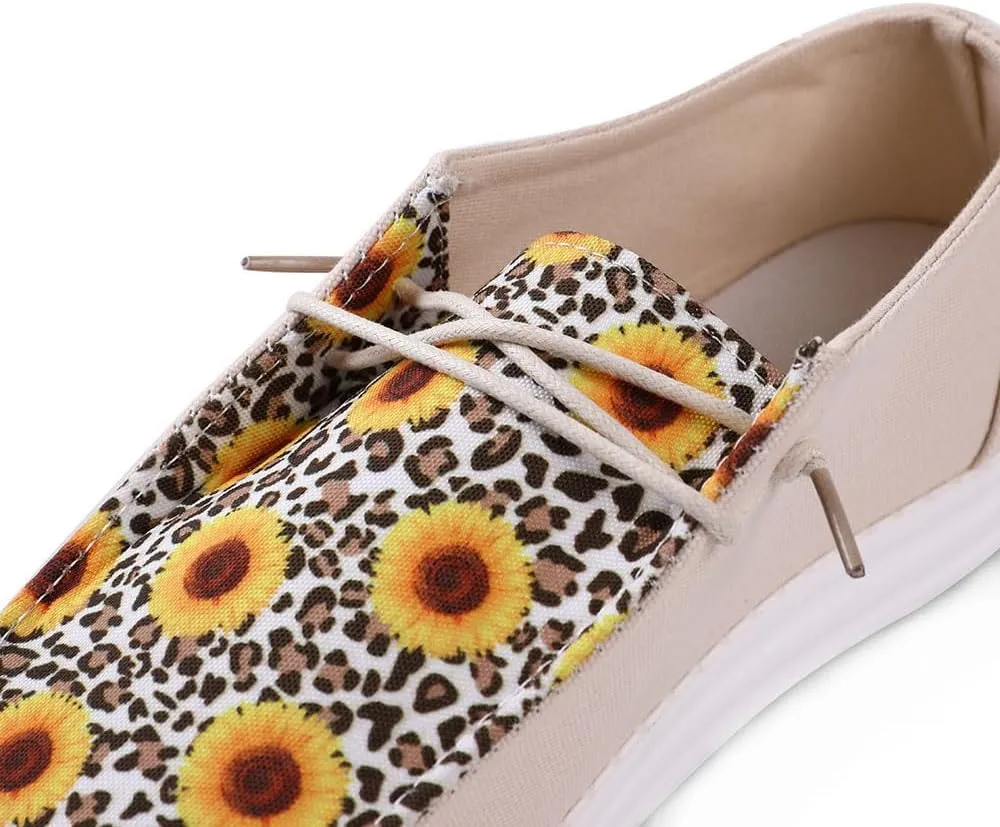 RACHAPE Cow Print Shoes Canvas Sneakers for Women Slip-Ons Flats Ladies Loafers