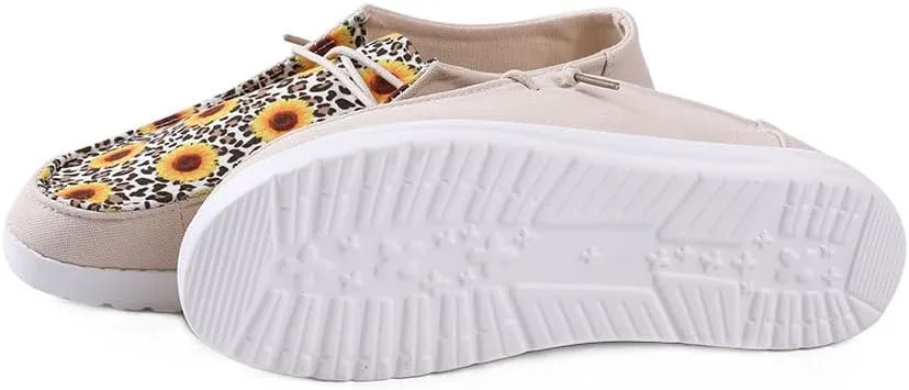 RACHAPE Cow Print Shoes Canvas Sneakers for Women Slip-Ons Flats Ladies Loafers