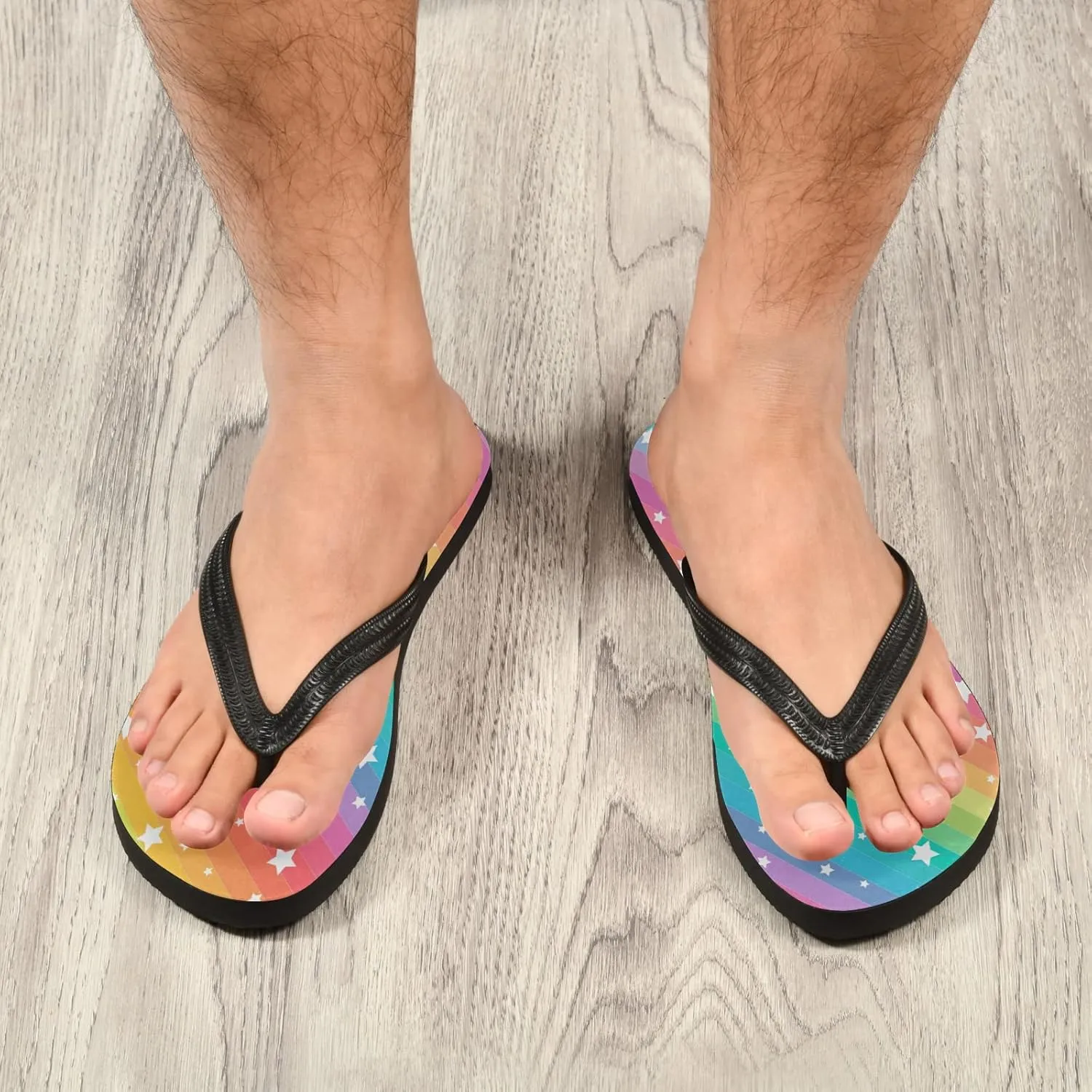 Rainbow Galaxy Unicorn Mermaid Womens Flip Flops Nebula Funny Stars Summer Beach Sandals Casual Thong Slippers Comfortable Shower Slippers Non Slip Water Sandals shoes XXL