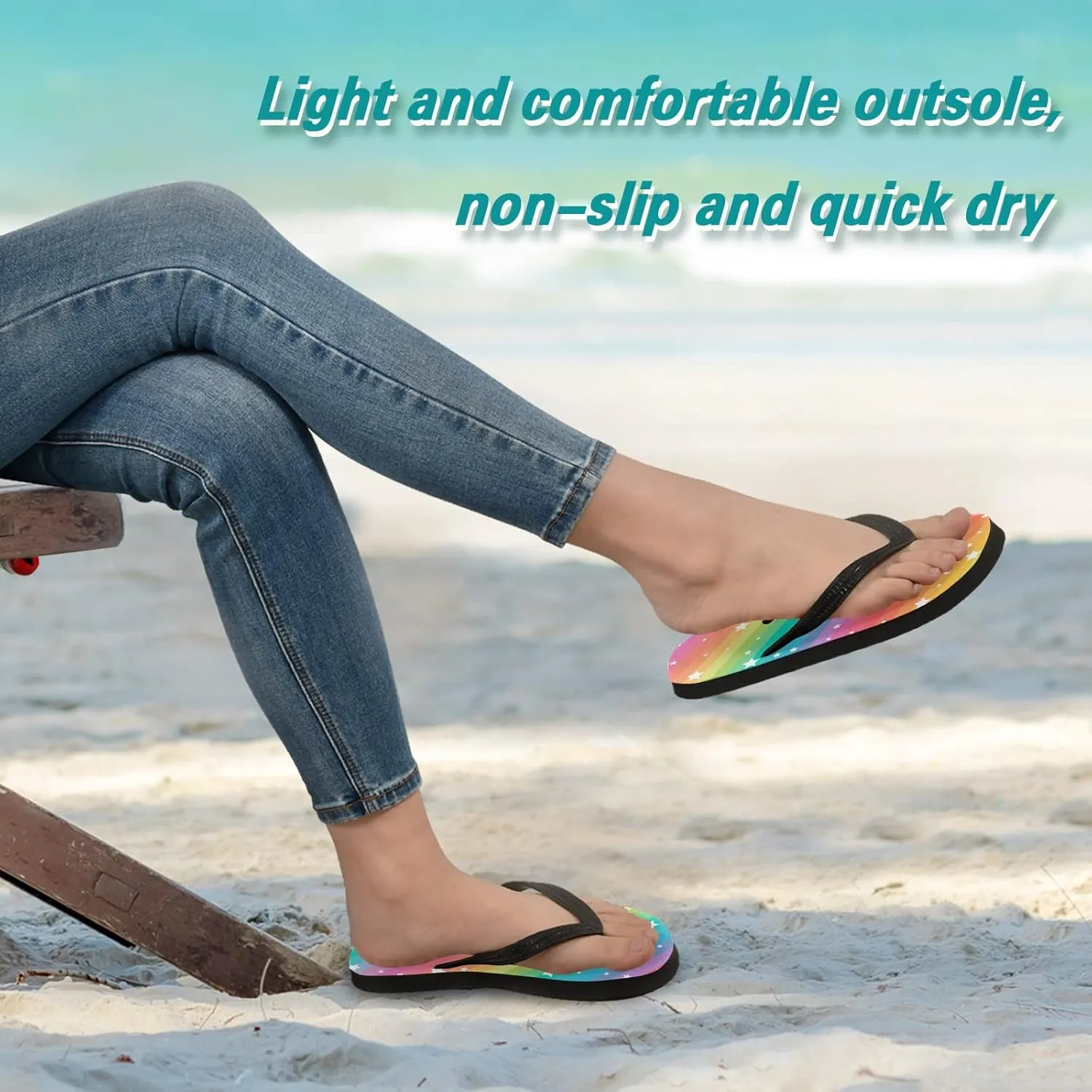 Rainbow Galaxy Unicorn Mermaid Womens Flip Flops Nebula Funny Stars Summer Beach Sandals Casual Thong Slippers Comfortable Shower Slippers Non Slip Water Sandals shoes XXL