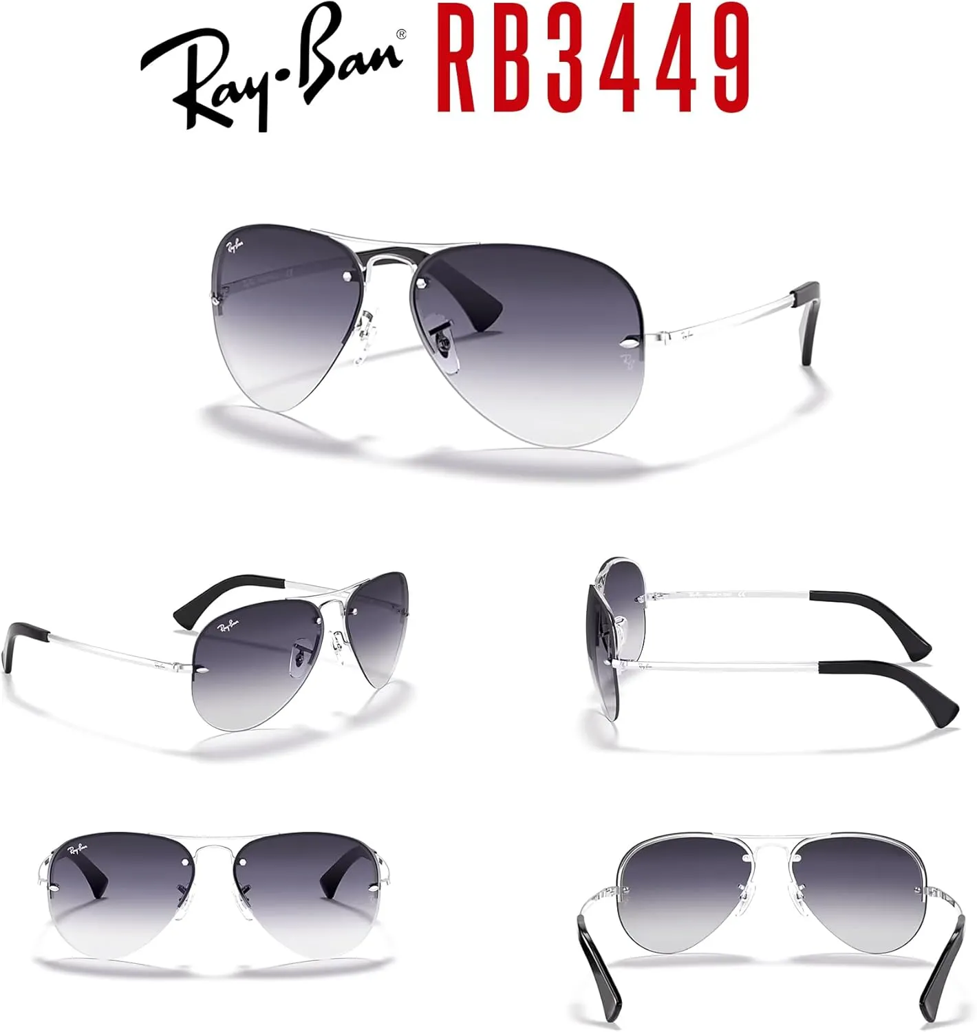 Ray-Ban RB3449 Aviator Sunglasses For Men For Women   BUNDLE with Designer iWear Eyewear Care Kit