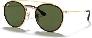 Ray-Ban RB3647N Double Bridge Round Sunglasses for Men for Women   BUNDLE with Designer iWear Eyewear Care Kit