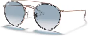 Ray-Ban RB3647N Double Bridge Round Sunglasses for Men for Women   BUNDLE with Designer iWear Eyewear Care Kit