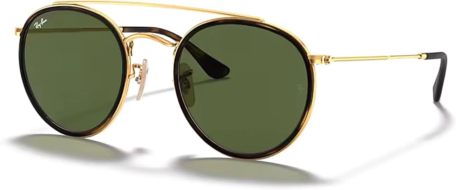 Ray-Ban RB3647N Double Bridge Round Sunglasses for Men for Women   BUNDLE with Designer iWear Eyewear Care Kit