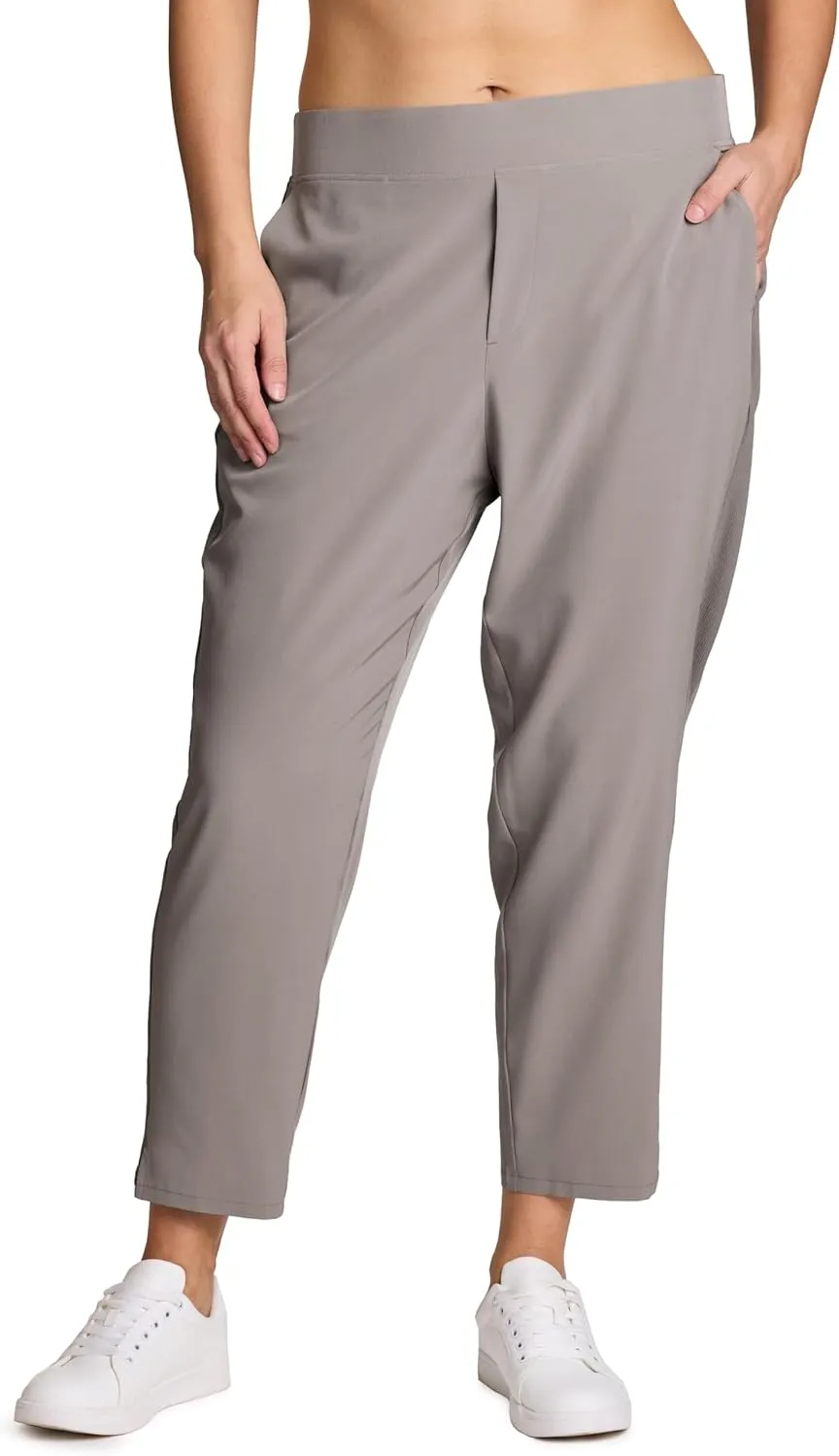 RBX Women's Plus Size Ankle Pant with Pockets Lightweight Quick Drying Woven Weekend Pants