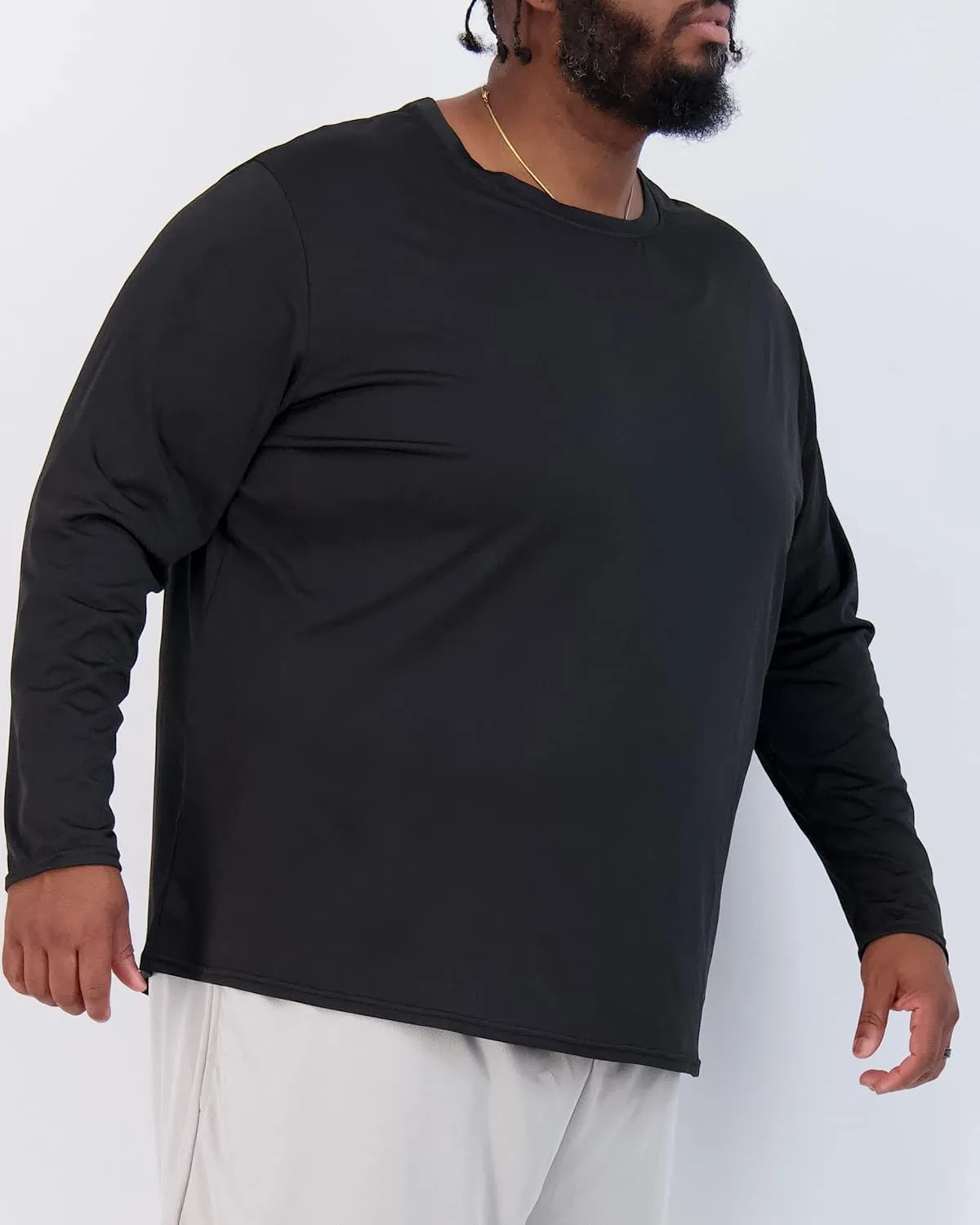 Real Essentials 3 Pack: Men’s Big & Tall Tech Stretch Long-Sleeve & Short-Sleeve Dry-Fit T-Shirt (3XT-5XT)