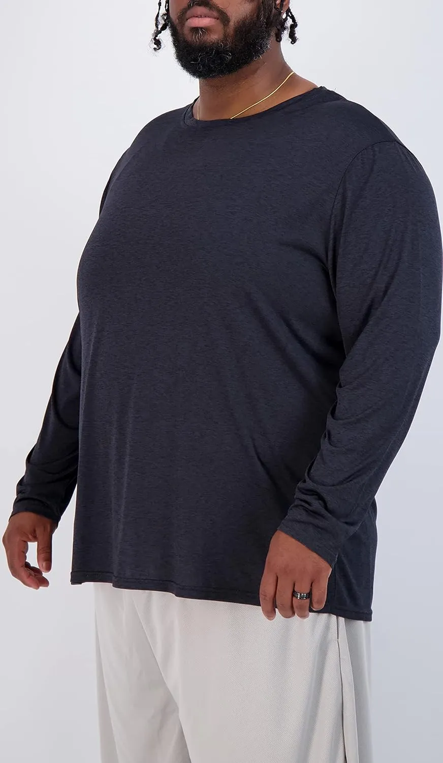 Real Essentials 3 Pack: Men’s Big & Tall Tech Stretch Long-Sleeve & Short-Sleeve Dry-Fit T-Shirt (3XT-5XT)