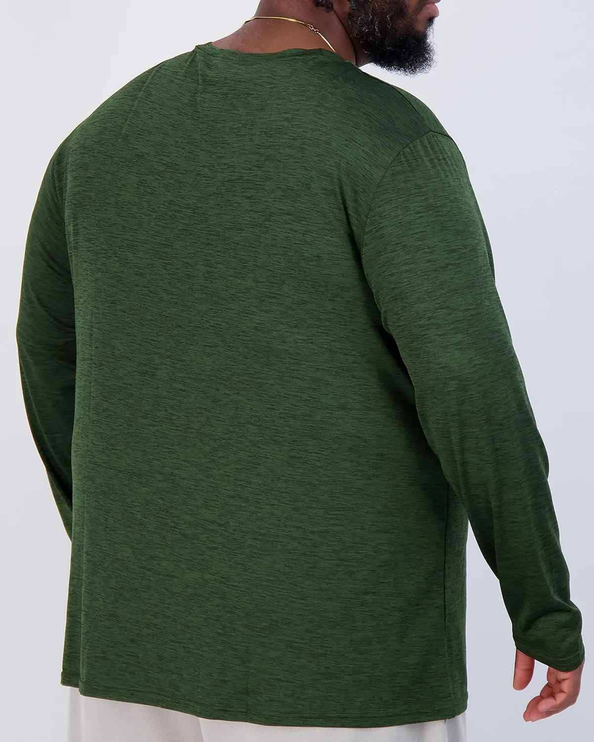 Real Essentials 3 Pack: Men’s Big & Tall Tech Stretch Long-Sleeve & Short-Sleeve Dry-Fit T-Shirt (3XT-5XT)