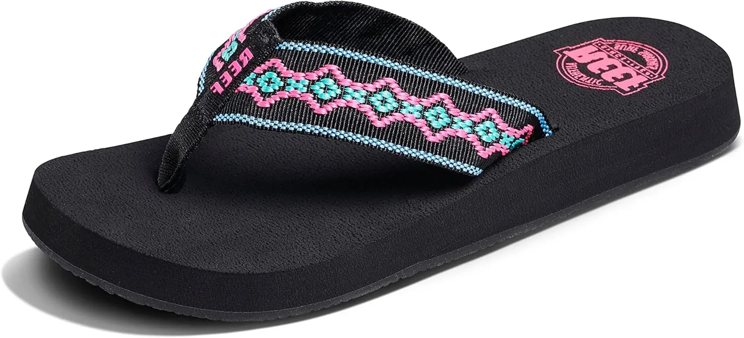 Reef Women's Sandy Flip-Flop, Black Neon, 9