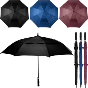 Reginary 3 Pack 62Inch Extra Large Golf Umbrella Automatic Open Oversize Travel Rain Umbrella Double Canopy Vented Windproof Waterproof Stick with Sponge Handle UV Protection for Men Women