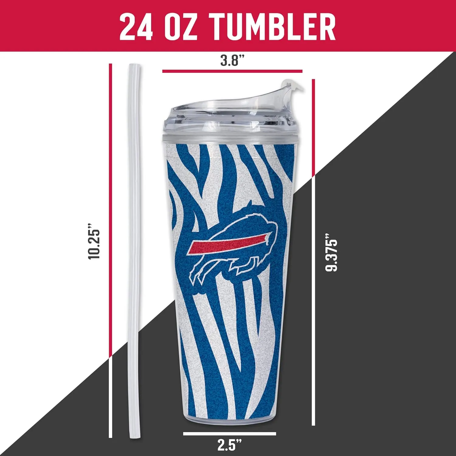 Rico Industries Wildlife 24oz Acrylic Tumbler with Hinged Lid, Officially Licensed Double Wall Tumbler with Straw