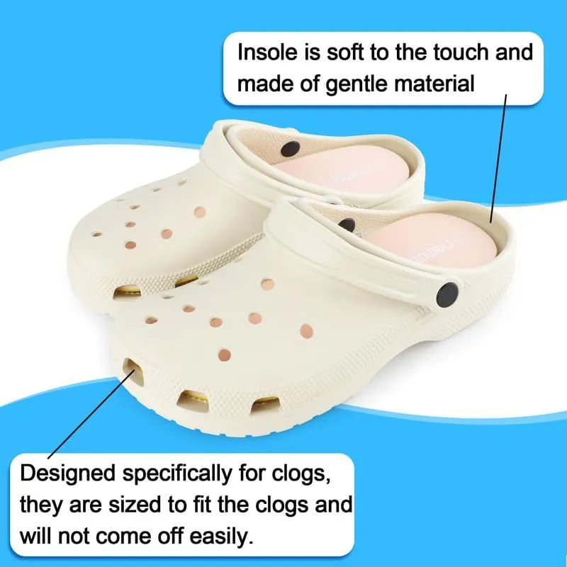 riemot 2 Pairs Memory Foam Insoles for Crocs Clogs,Wide Thin Replacement Inserts for Garden Shoes Nurse Shoe,Removable Washable Comfortable Sole Inserts for Women/Men Pink 9