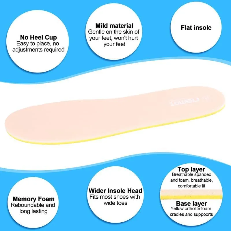 riemot 2 Pairs Memory Foam Insoles for Crocs Clogs,Wide Thin Replacement Inserts for Garden Shoes Nurse Shoe,Removable Washable Comfortable Sole Inserts for Women/Men Pink 9