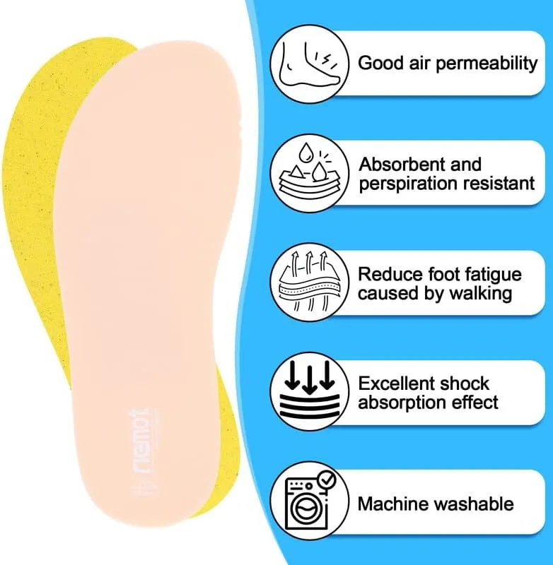 riemot 2 Pairs Memory Foam Insoles for Crocs Clogs,Wide Thin Replacement Inserts for Garden Shoes Nurse Shoe,Removable Washable Comfortable Sole Inserts for Women/Men Pink 9