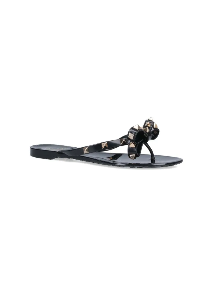 'Rockstud' Flip-Flop Sandals – Black