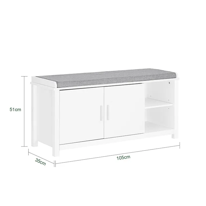 Rootz Shoe Storage Bench - Shoe Rack - Organizer - Comfortable Cushion - 110x45x40cm