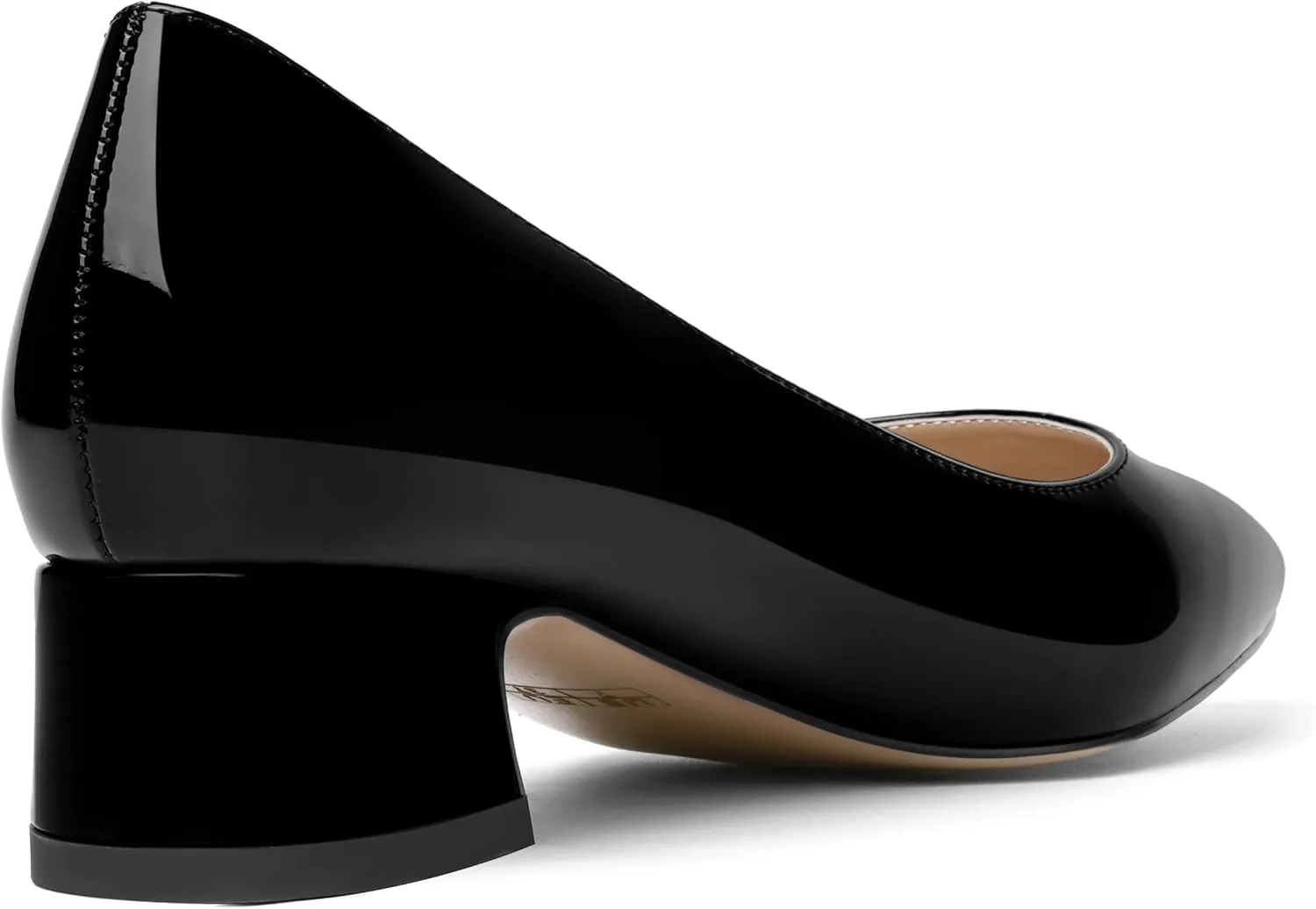 ROSERWISH Womens Patent Casual Work Comfortable Pointed Toe Slip On Chunky Low Heel Pumps Dress Shoes 1.5 Inch