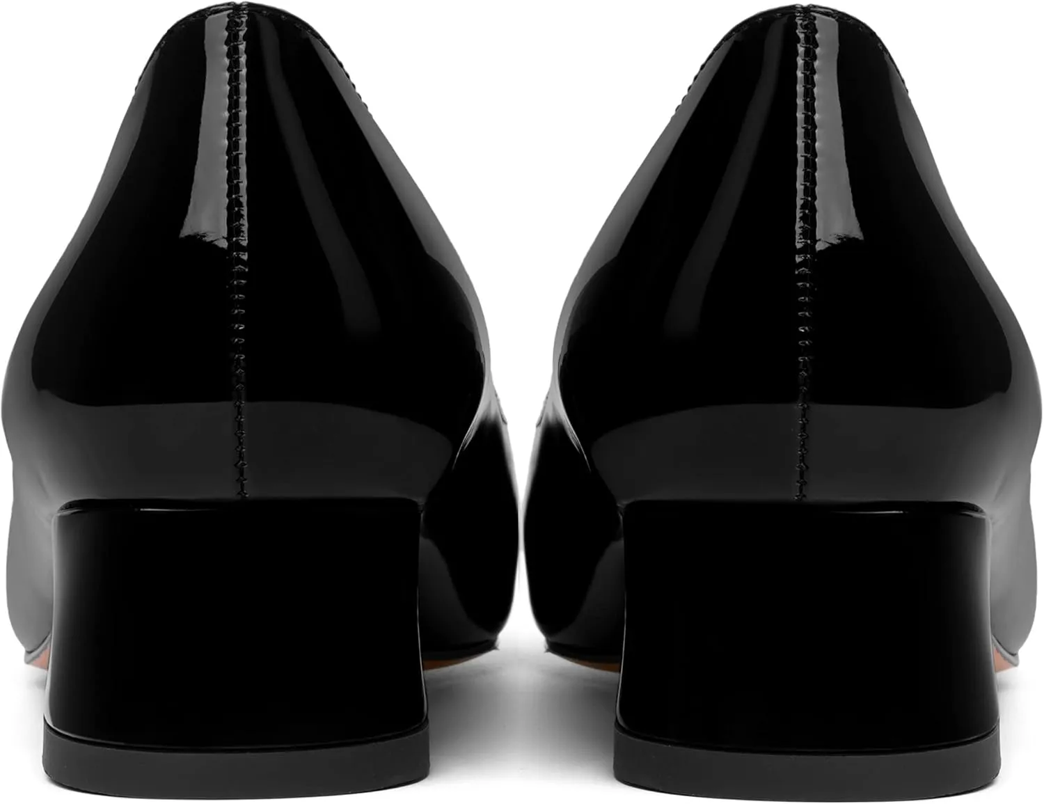 ROSERWISH Womens Patent Casual Work Comfortable Pointed Toe Slip On Chunky Low Heel Pumps Dress Shoes 1.5 Inch