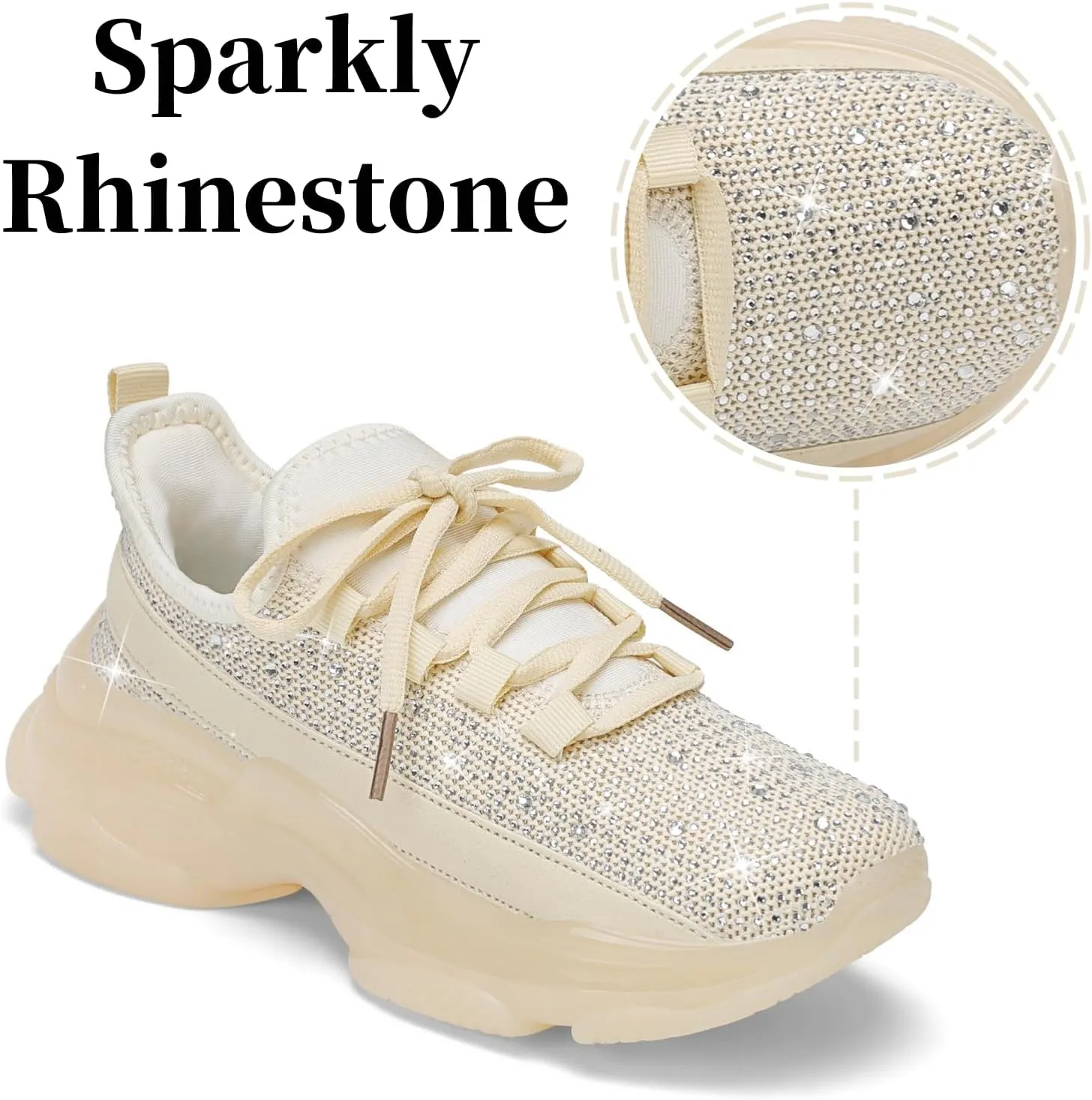 Running Shoes for Women Fashion Rhinestone Sneakers Womens Walking Shoes Comfortable Chunky Ladies Tennis Shoe
