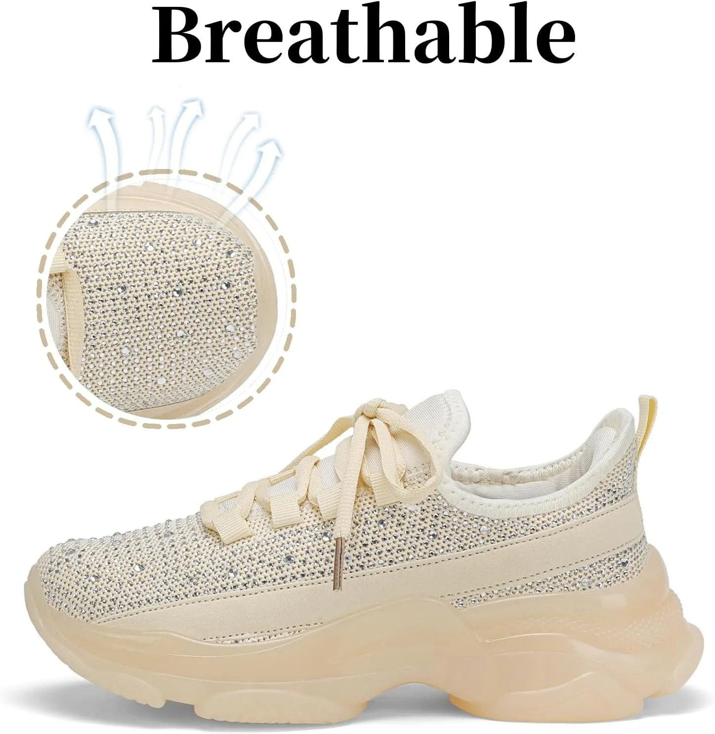 Running Shoes for Women Fashion Rhinestone Sneakers Womens Walking Shoes Comfortable Chunky Ladies Tennis Shoe