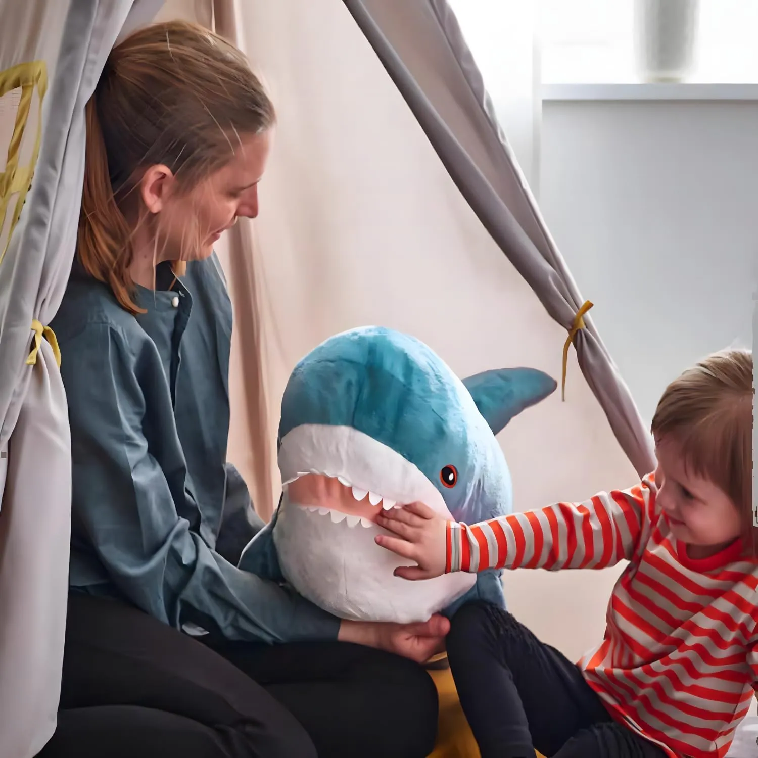 Ryttir 3 Pack 17 Inch Big Shark Stuffed Animal,Soft Shark Plush Chubbier Stuffed Shark Décor Fuzzy Shark Pillow,Perfect Stress Relief Shark Gifts for Women Kids