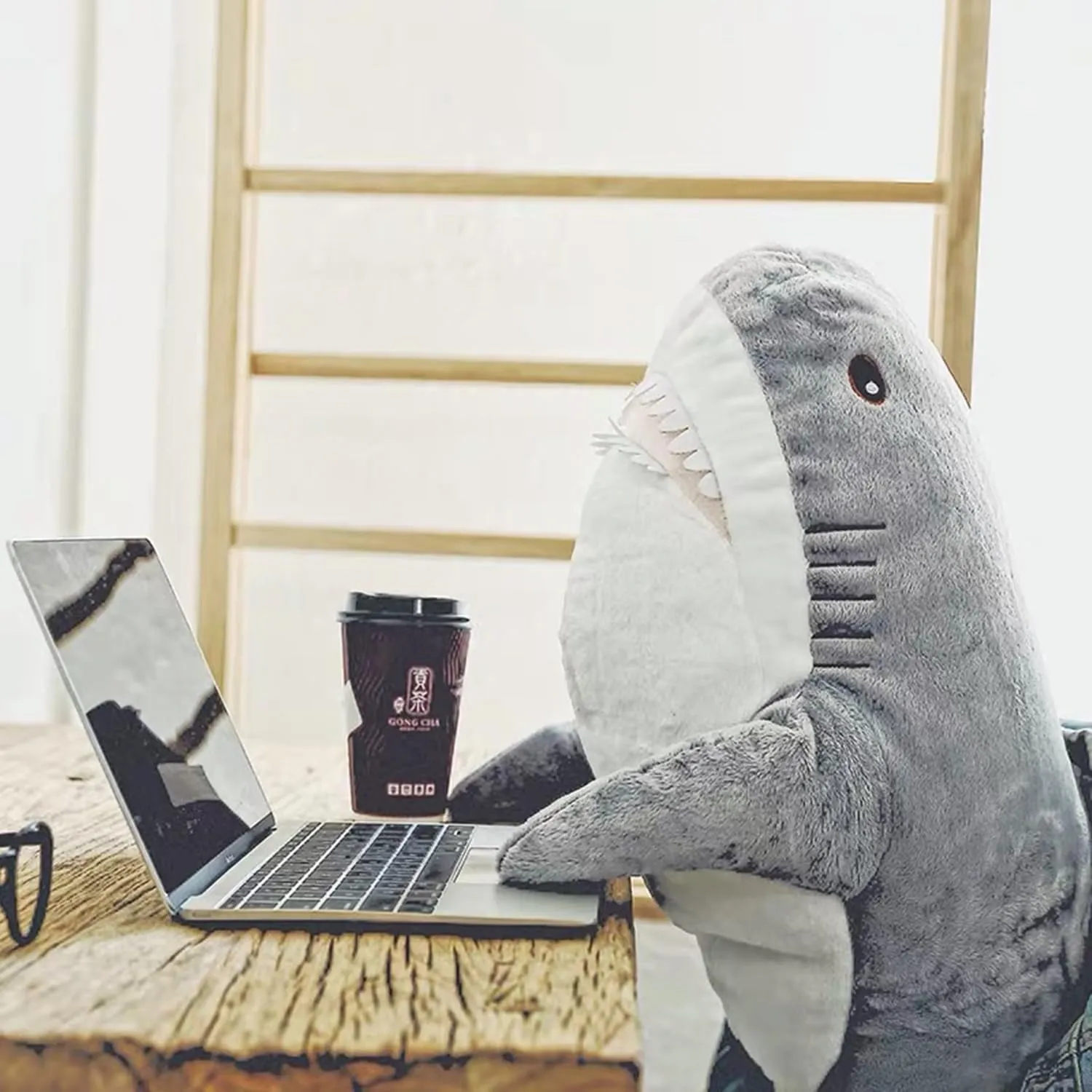 Ryttir 3 Pack 17 Inch Big Shark Stuffed Animal,Soft Shark Plush Chubbier Stuffed Shark Décor Fuzzy Shark Pillow,Perfect Stress Relief Shark Gifts for Women Kids