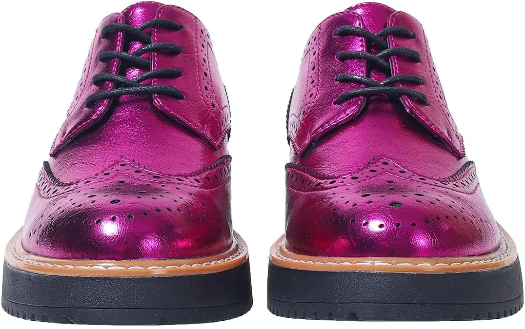 SACFOF Oxford Shoes for Women Round Toe Wingtips Brogues Lace up Platform Loafers Business Casual Office Dress Shoes