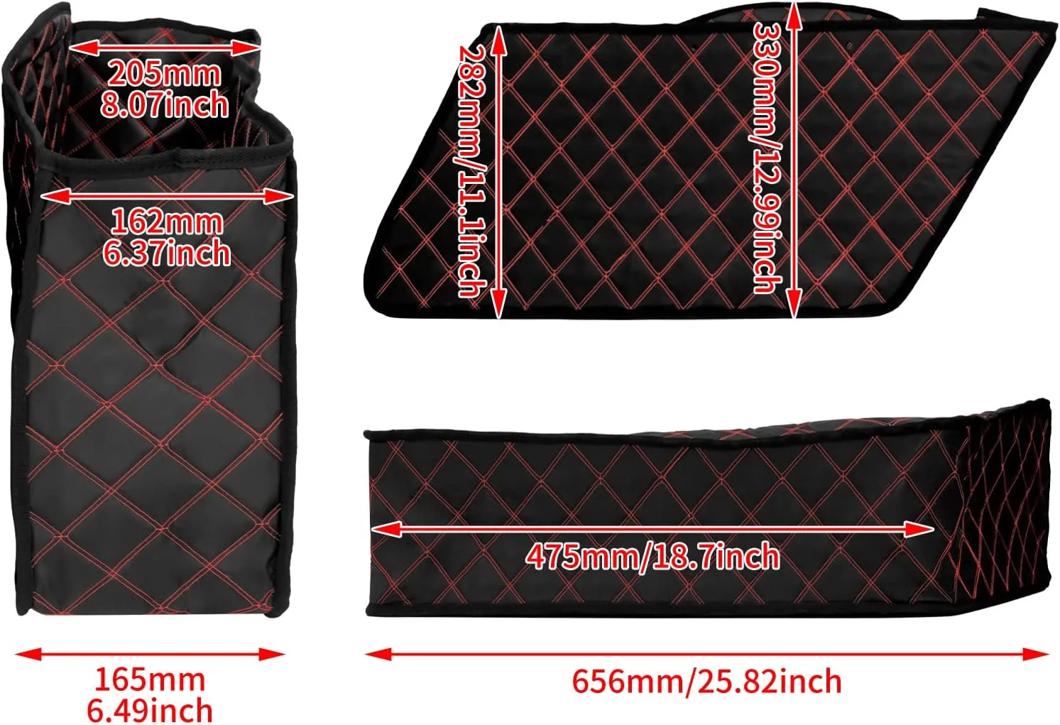 Saddlebag Liners Carpet Insert with Red Stitching for Non-Stretched Non-Tapered Hard Saddlebags Fit for Harley Touring Road King Road Glide Street Glide Electra Glide 1993-2013