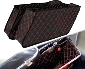 Saddlebag Liners Carpet Insert with Red Stitching for Non-Stretched Non-Tapered Hard Saddlebags Fit for Harley Touring Road King Road Glide Street Glide Electra Glide 1993-2013
