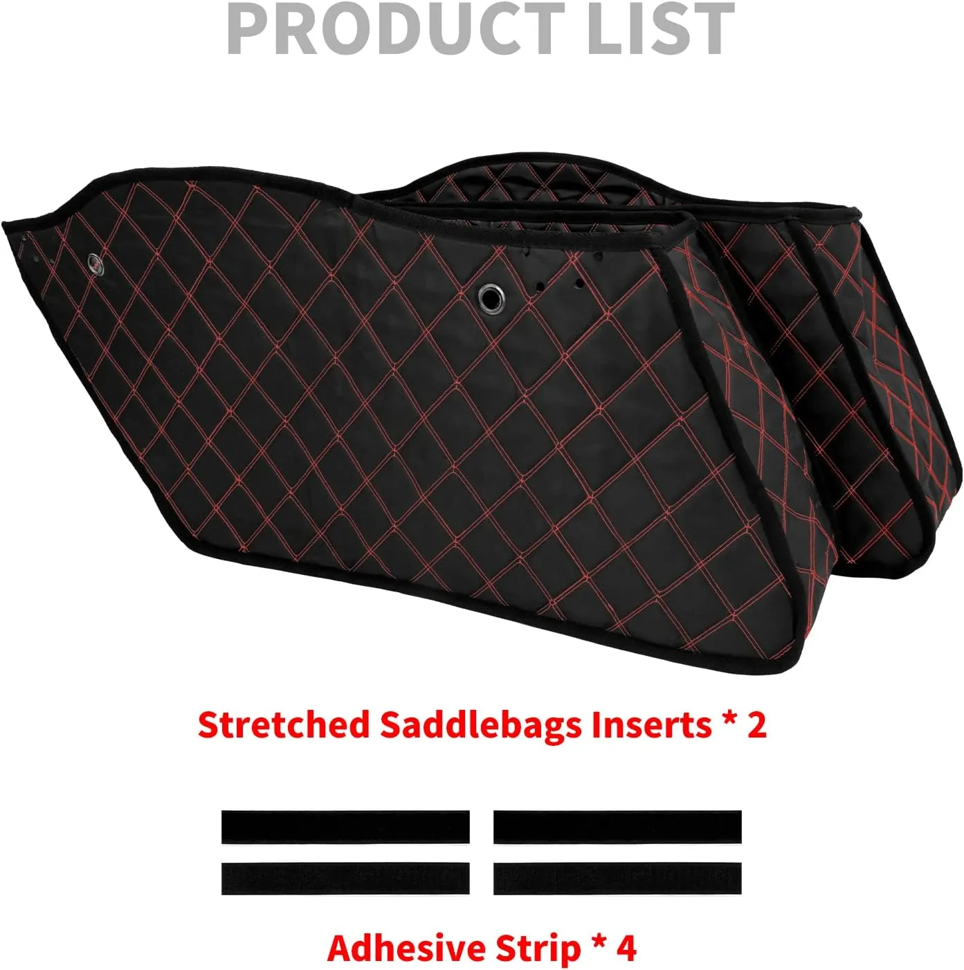 Saddlebag Liners Carpet Insert with Red Stitching for Non-Stretched Non-Tapered Hard Saddlebags Fit for Harley Touring Road King Road Glide Street Glide Electra Glide 1993-2013