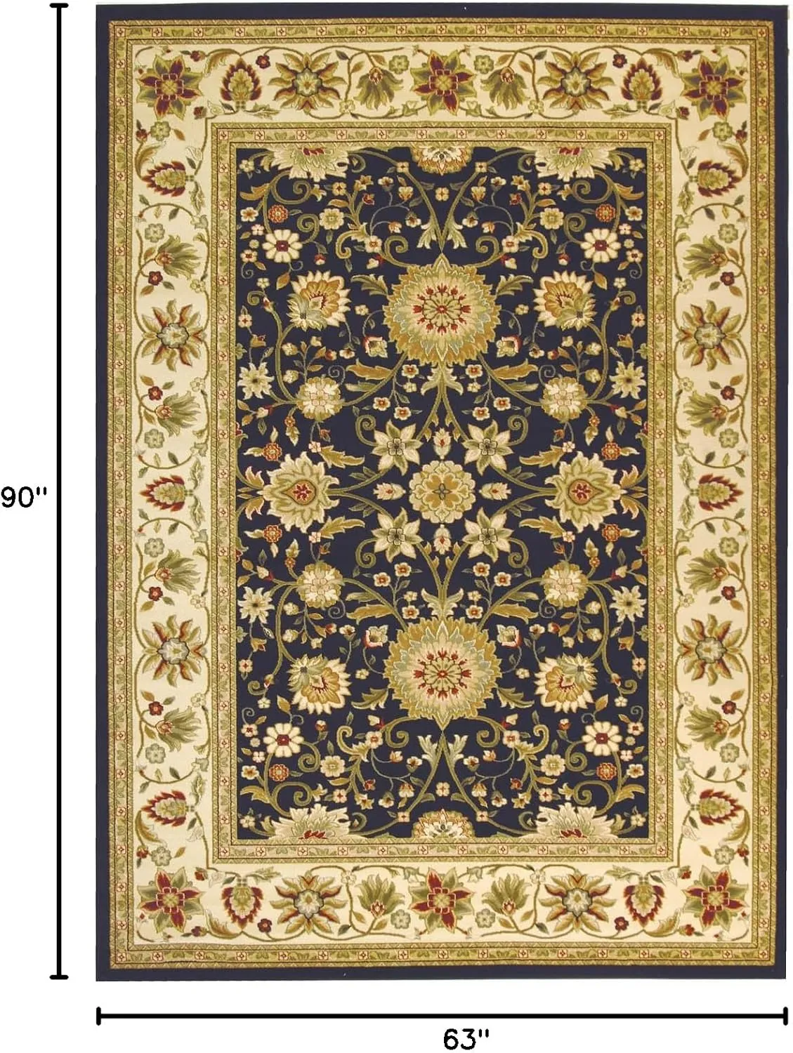 SAFAVIEH Lyndhurst Collection Area Rug - 5'3" x 7'6", Black & Ivory, Traditional Oriental Design, Non-Shedding & Easy Care, Ideal for High Traffic Areas in Living Room, Bedroom (LNH212A)