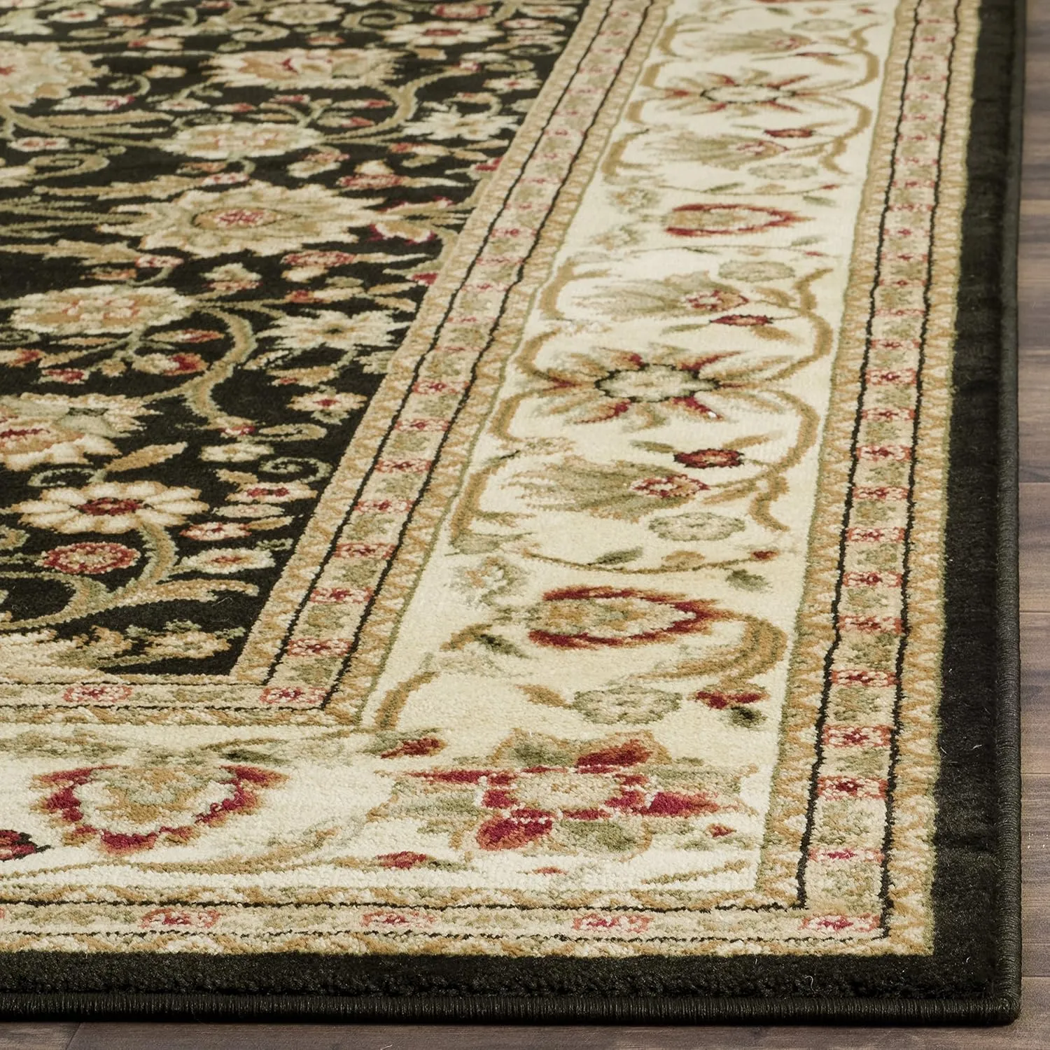 SAFAVIEH Lyndhurst Collection Area Rug - 5'3" x 7'6", Black & Ivory, Traditional Oriental Design, Non-Shedding & Easy Care, Ideal for High Traffic Areas in Living Room, Bedroom (LNH212A)