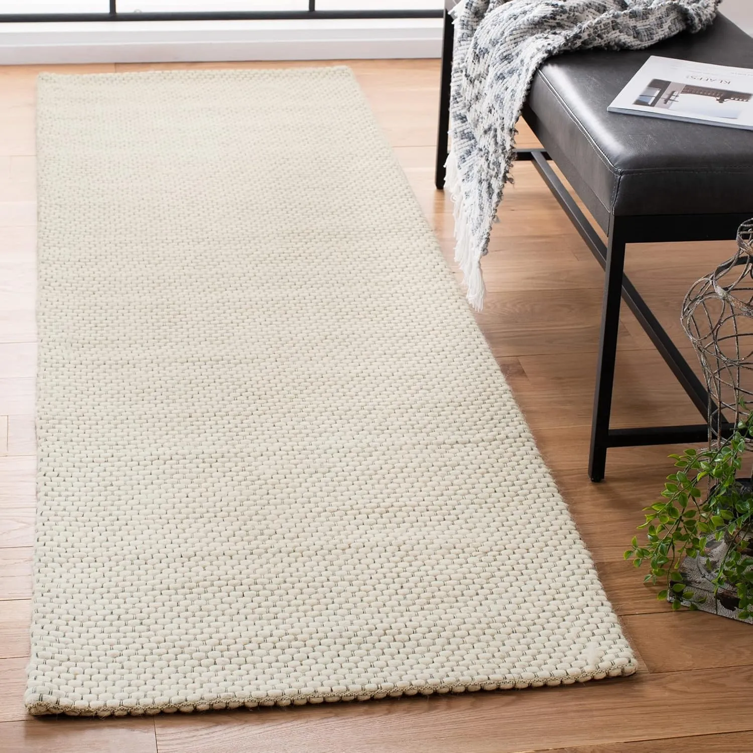 SAFAVIEH Natura Collection Runner Rug - 2'3" x 6', Ivory, Handmade Solid Wool, Ideal for High Traffic Areas in Living Room, Bedroom (NAT801A)