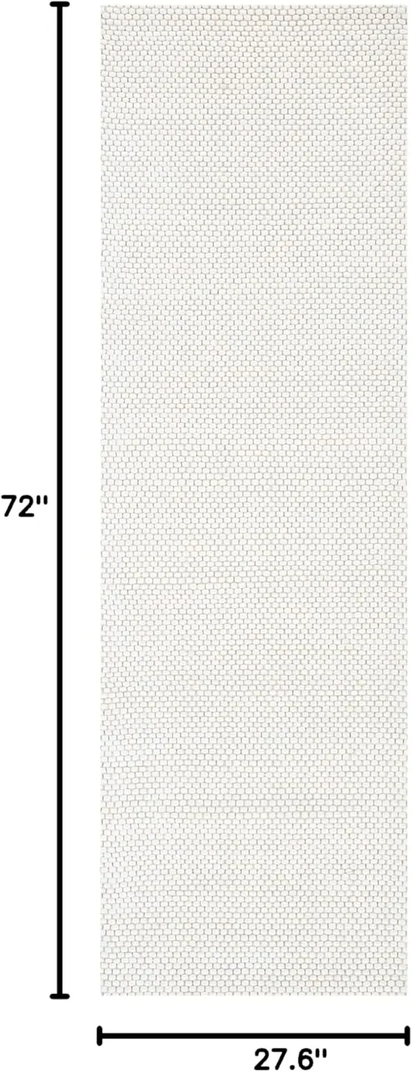 SAFAVIEH Natura Collection Runner Rug - 2'3" x 6', Ivory, Handmade Solid Wool, Ideal for High Traffic Areas in Living Room, Bedroom (NAT801A)