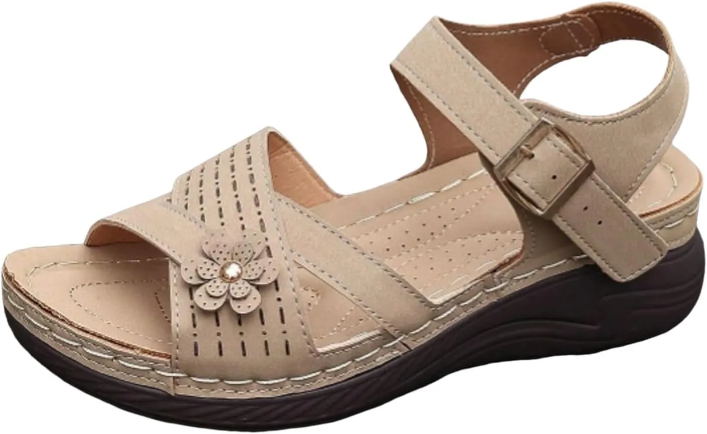 Sandals for Women Comfort Walking Non Slip Casual Summer Adjustable Strappy Shoes Soft Cushion Fashion Womens Sandals