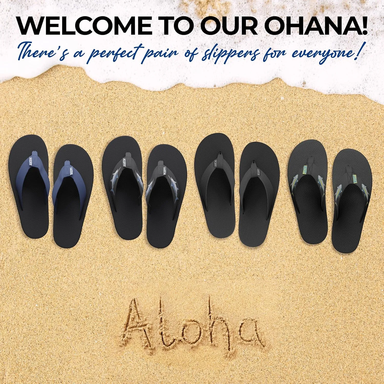 Scott Hawaii Men's Hokulea Sandal | Tubular Nylon Strap Rolls Against Skin | Molded Outolse With Arch Support And Heel Cup | Non-Marking No-Slip | Marine And Boat Friendly Flip Flop