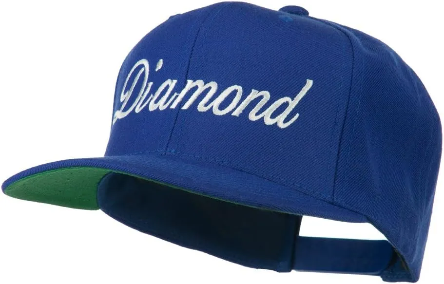 Script Diamond Embroidered Flat Bill Cap