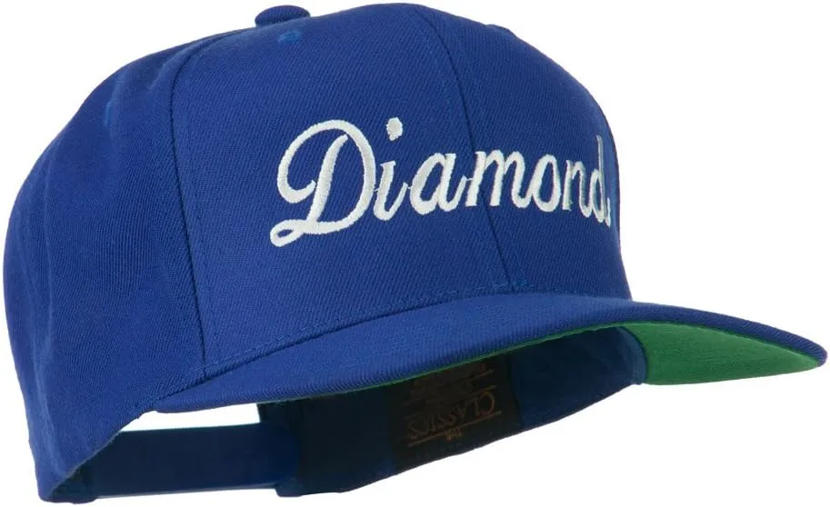 Script Diamond Embroidered Flat Bill Cap