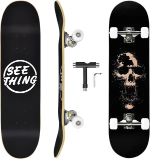 seething 31" Standard Skateboards with Pro Trucks,7 Layer Canadian Maple Double Kick Concave Standard, Ideal for All Experience Levels with Multifunction Skate T-Tool