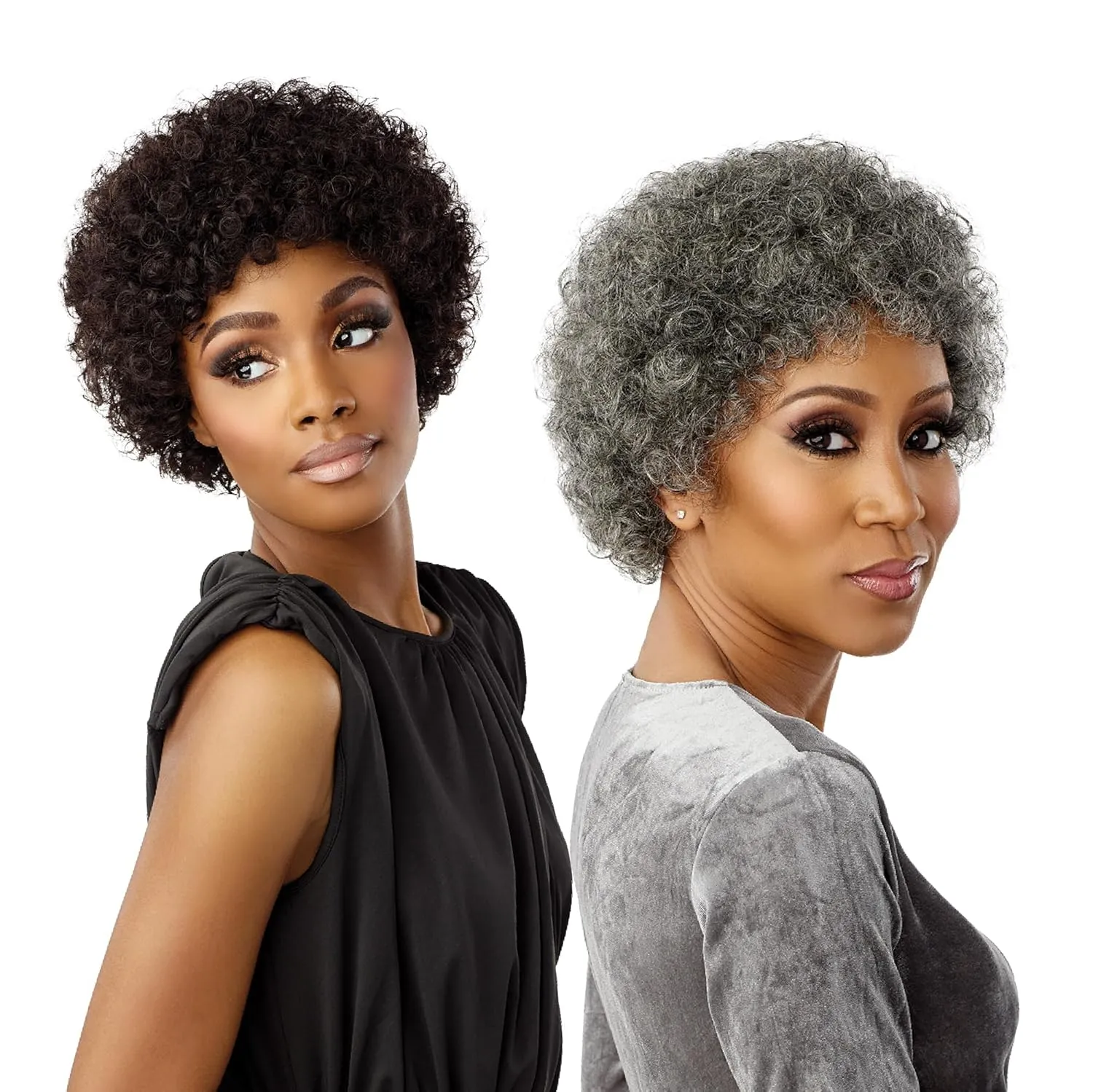 Sensationnel Empire Human Hair Wig - Salt And Pepper Bliss Contouring Mesh Cap Heat Safe (30 LIGHTAUBURN)